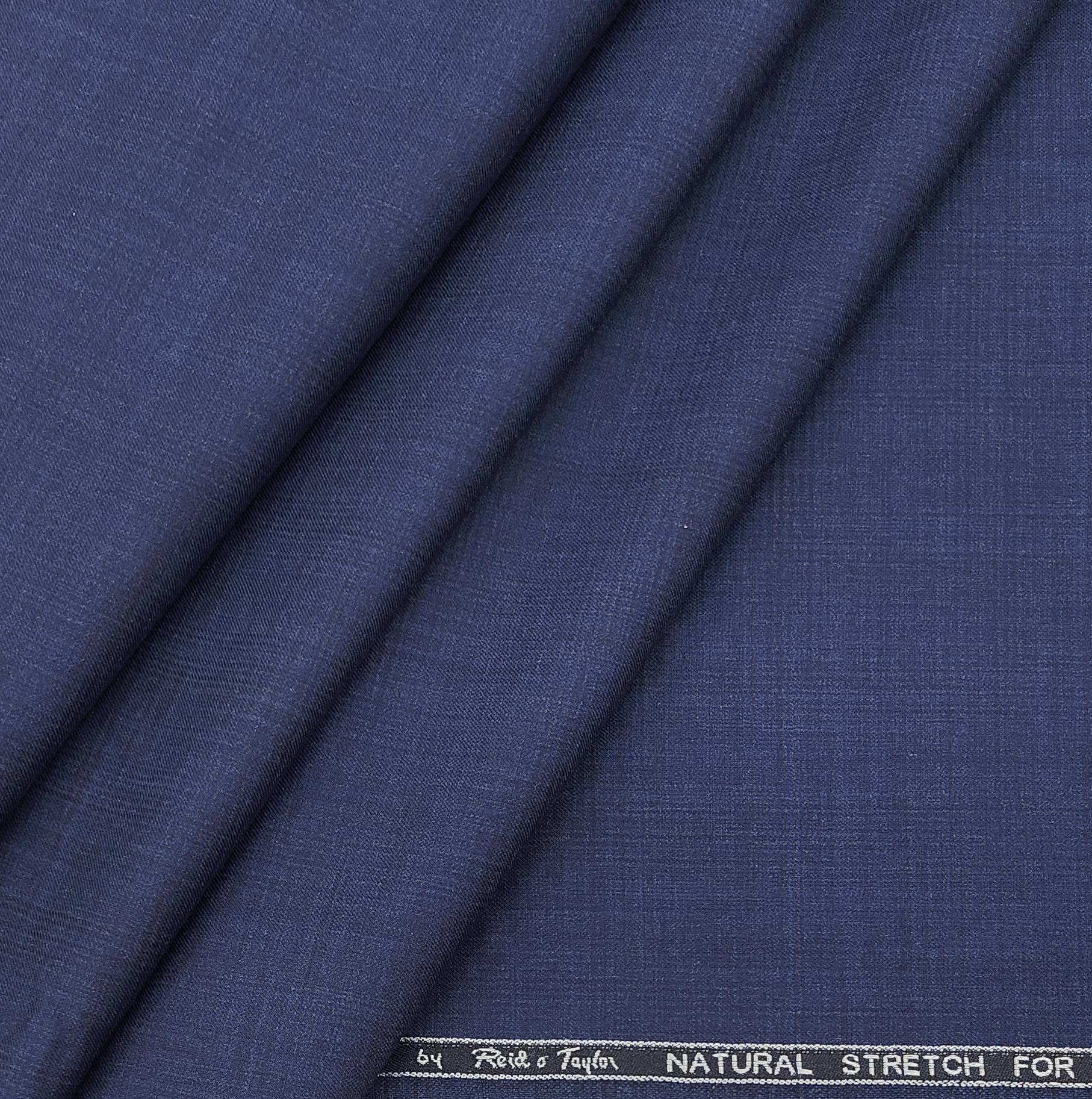 Trouser Fabric Reid & Taylor PV Check Natural Stretch Softest Color Hard Blue